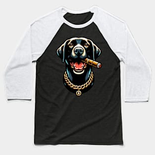 The Dog Life Black Labrador Cigar Baseball T-Shirt